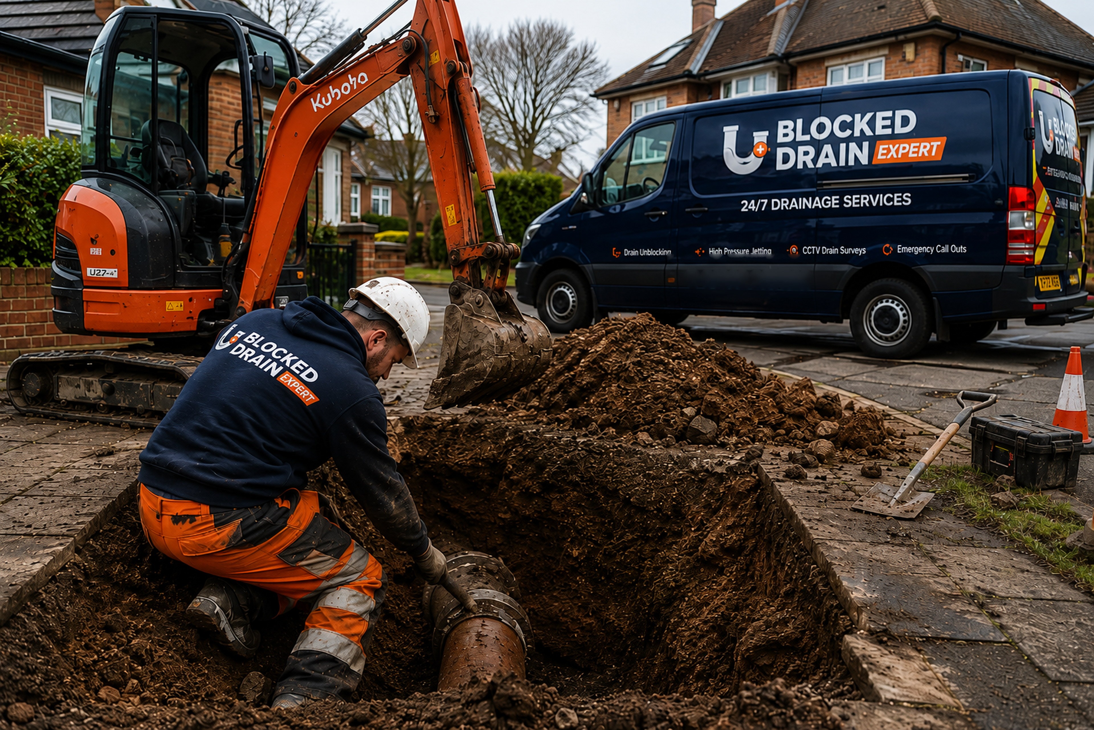 Blocked Drain Expert drainage repair team and branded service van